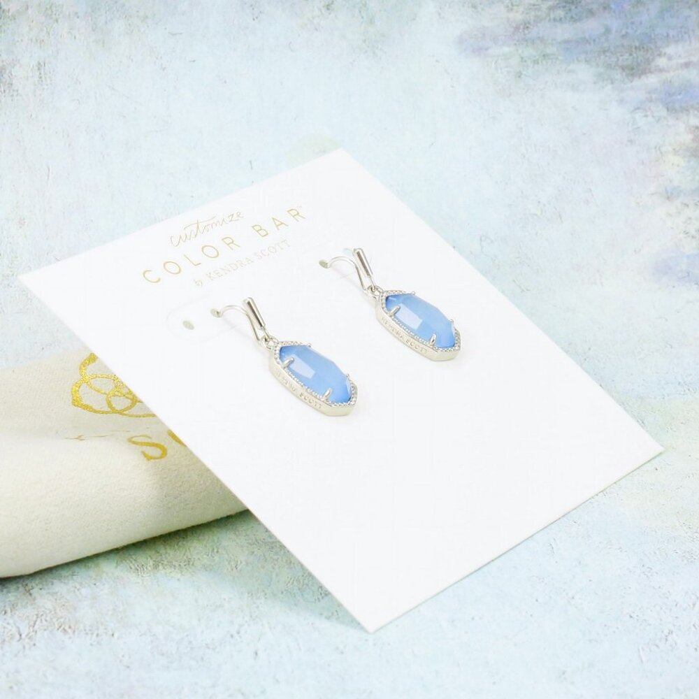 Kendra Scott Lee Periwinkle Earrings Silver Tone - Picture 4 of 5